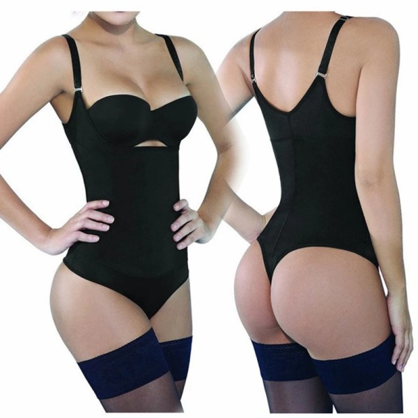 Stringtrosa Shapewear Body Sexig Latex Waist Trainer Magkontroll Underkläder Kvinnor Helkroppsformare Slip Rumplyft Black T210641 XXL