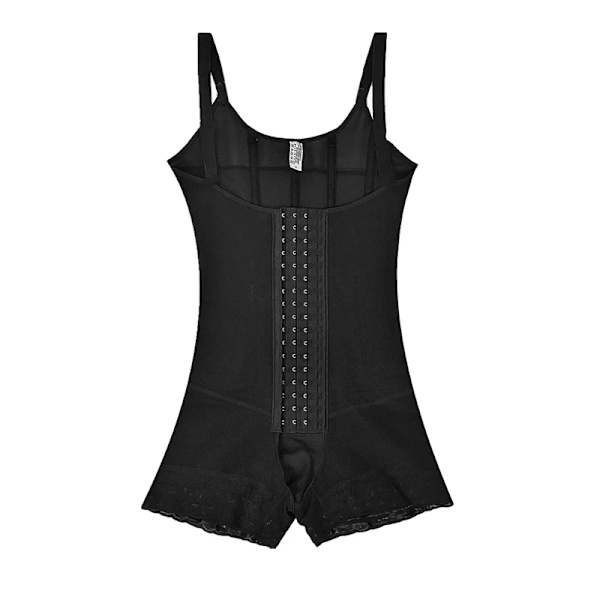 Högkompression helkroppsformkläder med krok och öga Frontstängning Shaper Justerbar BH Slimming Bodysuit Fajas Colombianas Black M