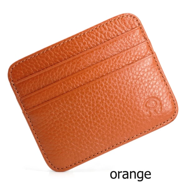 Retro första lager nötskinnskortväska med 7-kortsfack Supertunn 100 % äkta läder Bankkorthållare Myntväska Sortera plånbok Orange