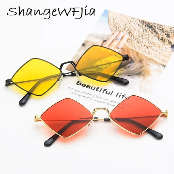 Solglasögon Dam Metall Rhombus Solglasögon Irregular Vintage Small Frame Goggle Uv400 Dam Oculos Gafas De Sol silver gray AS