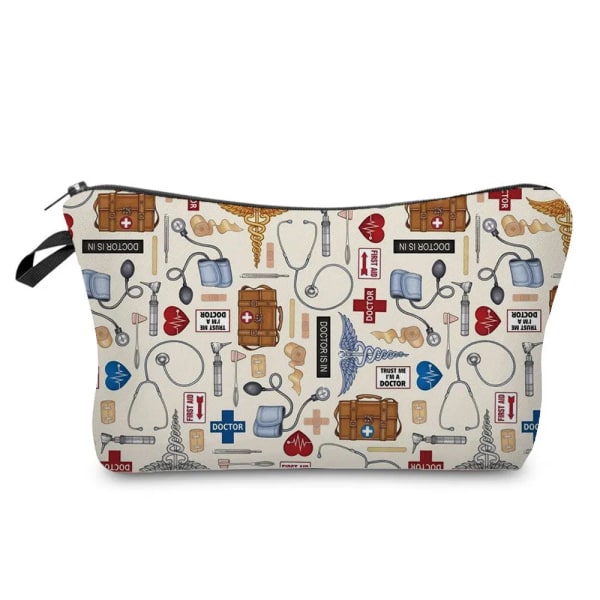 Värmeöverföring Organizer Pennfodral Tecknad Tandläkare Sjuksköterska Print Kosmetiska väskor Mode Kvinnor Designer Sminkväska hz4542 Nurse Bag