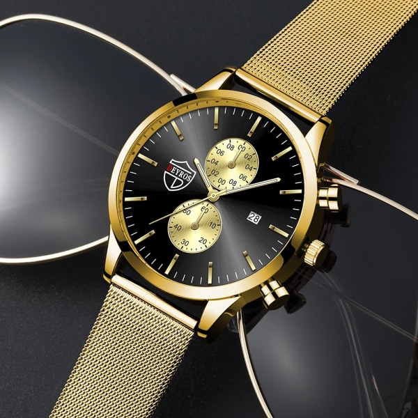 2023 märke Lyxklockor för män Mode rostfritt stål Mesh bälte Quartz Watch Herr Sport Lysande klocka relogio masculino As Shown 14