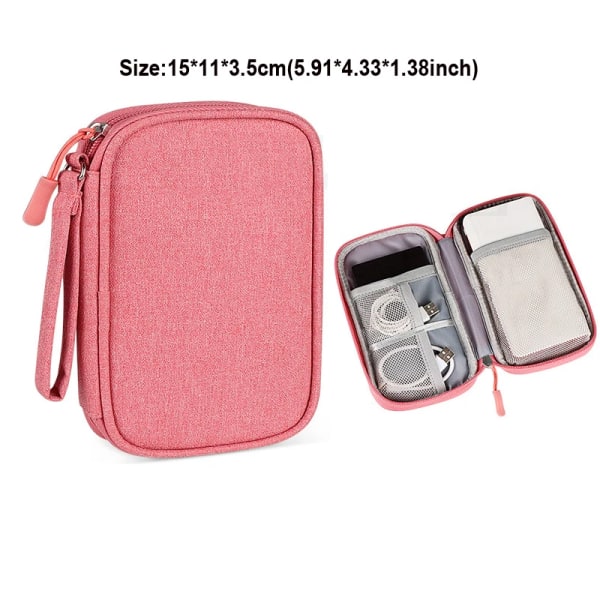 Klassiska handväskor för headset Kosmetisk resväska Organizer Sminkpåse Kosmetiska hörlurar Tote USB U Disk Travel Kit förvaringsväska B Small Pink