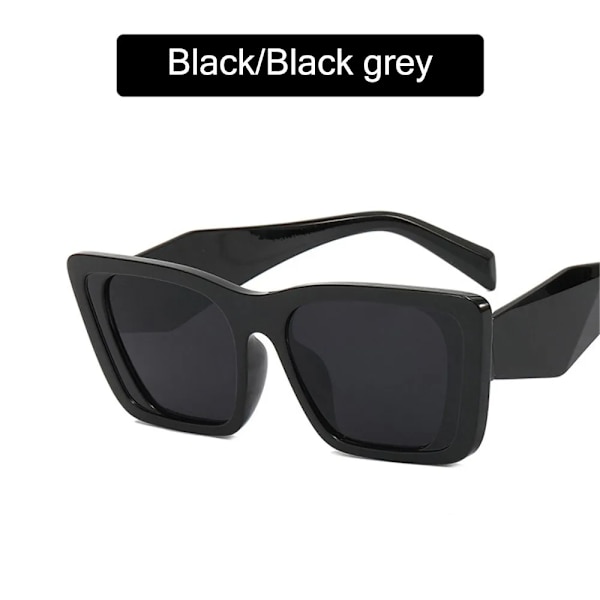 Mode Fyrkantiga Solglasögon Kvinna Vintage Cat Eye Design Solglasögon Kvinna Man Personlighet Cool Retro Svart Cateye Oculos Black Black grey