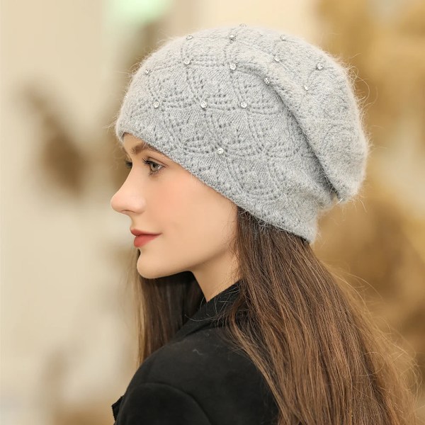 Ny vintermössa för kvinnor, StreetwearBlend, varm mössa, modeaccessoar, beanie för kvinnor, avslappnad stickad mössa Khaki 55cm-58cm