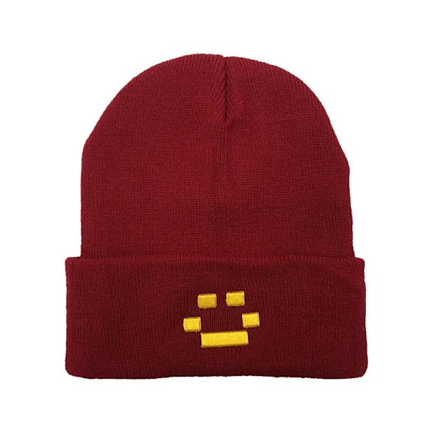 Hatt för män och kvinnor - Stickad mössa, vintermössa, dubbellager, varm, för pojkar, skidåkning, ben, Quackity Merch Las Nevadas, kall mössa, ny Wine Red One Size