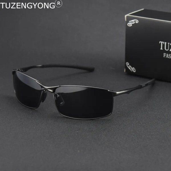 2022 Brand Polarized Solglasögon Män Nytt mode Ögon Skydda solglasögon med tillbehör Körglasögon för män Oculos De Sol T0559 C02 1.Black glasses case