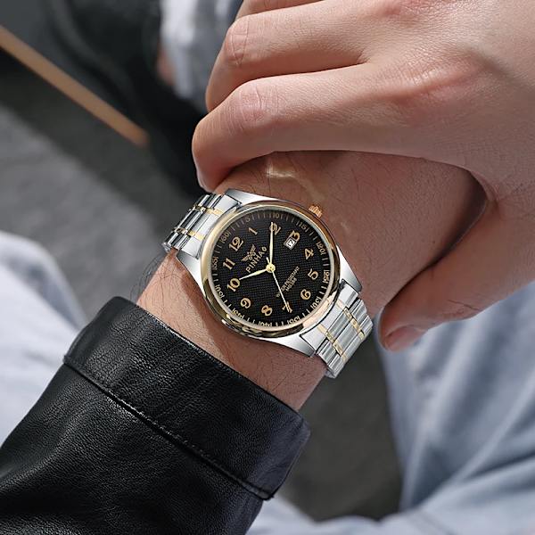 2022 lyxmärke högkvalitativ designer hel rostfritt stål män kvartsklockor Relogio Masculino mode Montre Homme klocka between gold black