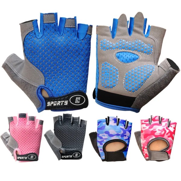 Barnhandskar Halvfinger Utomhussport Barn Cykling Pojkar Flickor Skydd Antisladd Andas tunna vårsommarhandskar Camouflage pink M