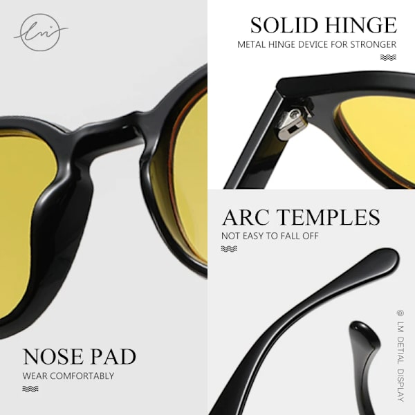 LM Fashion Johnny Depp Style Runda solglasögon Klartonad lins Dam Solglasögon Män TONY Blue Eyewear Ocean Lens UV400 GradientLeopard-Tea Follow Picture