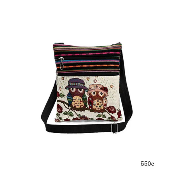 Miyahouse Casual Liten Dubbel Dragkedja Messenger Bag Kvinnor Tecknad Uggla Printed Flap Bag Axelväska Damer 550c