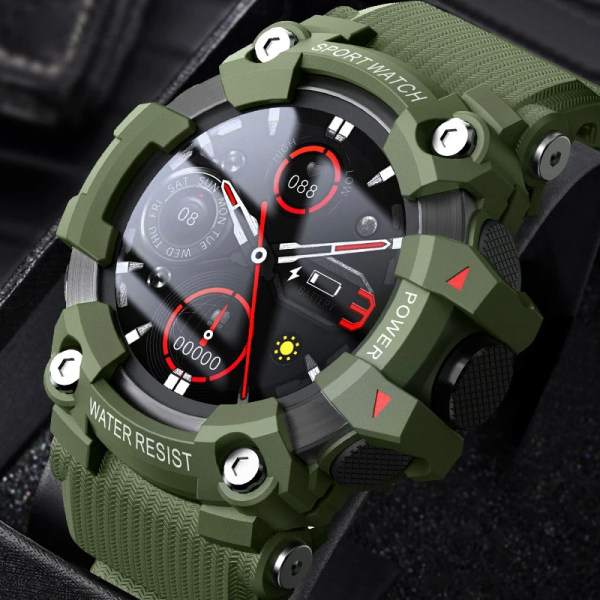 Sport Militär Smart Watch Herr Man Smartwatch Elektronik Smart Klocka För Android IOS Fitness Tracker Smartklocka Trosmart CT8 Green