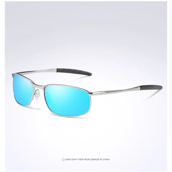 Nya polariserade solglasögon för män metallbåge Night Vision Bilkörning Solglasögon 100 % UV400 Polarized Goggle Style Glasögon Silver Blue