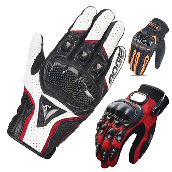 Motorcykelhandskar för män och kvinnor, helfinger, åkhandskar, moto, sommar, vinter, motocross, fårskinns läderhandskar, Guantes-handskar MCS01 RED M