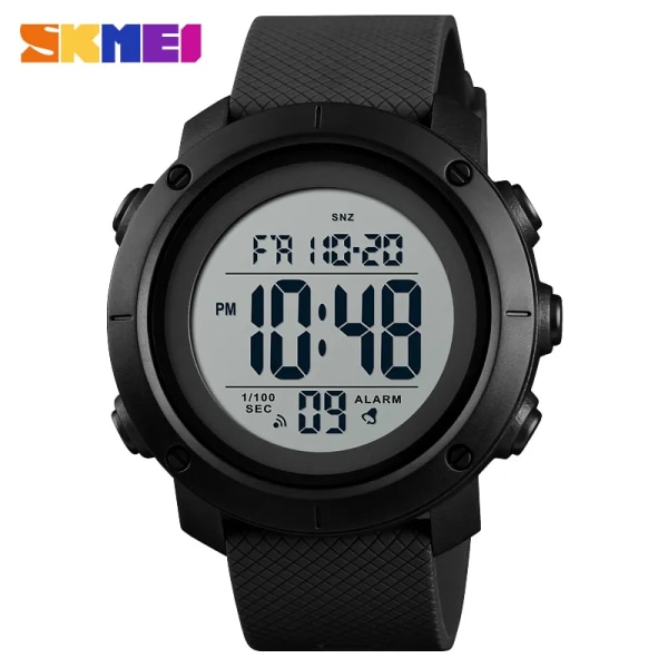 SKMEI 1434 Sport Vattentät Watch Herr LED Digital Watch Outdoor Herr Armbandsur Stoppur Elektroniska Klockor Reloj Masculino Black  white 1434