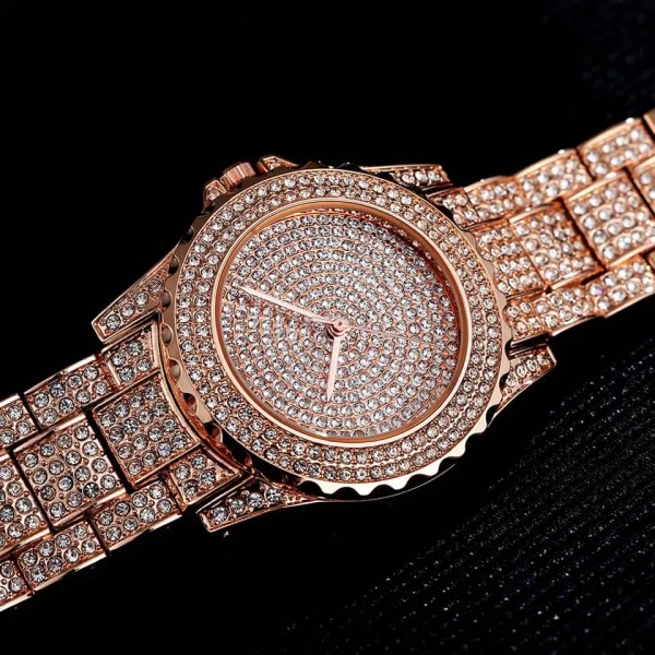 Watch Mode Bling Casual Damer Kvinnlig Quartz Gold Watch Crystal Diamond For Women Klocka Silver