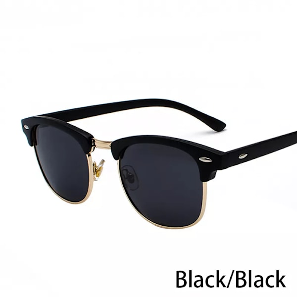 RUOBO Klassiska polariserade solglasögon för män Kvinnor Märkesdesign Körspegel Yta Lins Solglasögon Goggle UV400 Gafas De Sol Black-Black Silver Frame
