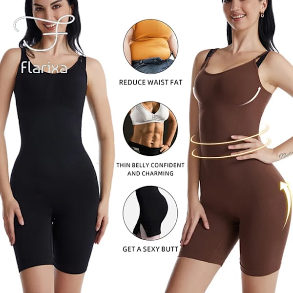 Flarixa bantningskorsett Kvinna Flat Belly Shapewear Kvinnor Helkroppsformare Sömlös rumplyftande Body Magkontroll Underkläder Brown M