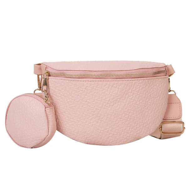 Märke Kvinnlig Bältesväska Mode Läder Fanny pack Myntväska Hög kvalitet Dam Midjeväskor Designer axel Crossbody bröstväska Pink