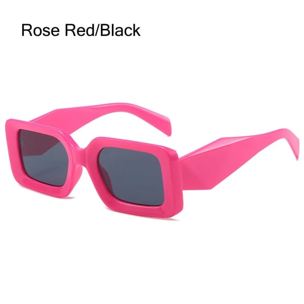 Nytt mode Kvinnor Fyrkantiga Solglasögon Oversized Y2K Brand Design Solglasögon Kvinnliga Män Mode Utomhuscykling Glasögon UV400 Rose Red Black