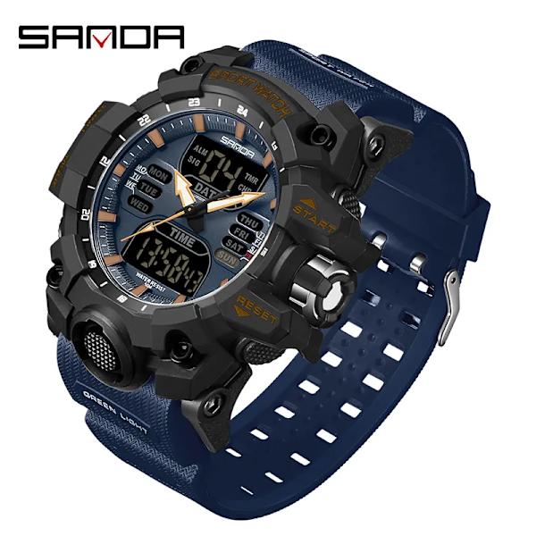 Ny 2023 Step Calorimeter Single Display Electronic Sanda 6126 Watch Simple Nightlight Vattentät Sport Electronic Watch blue black