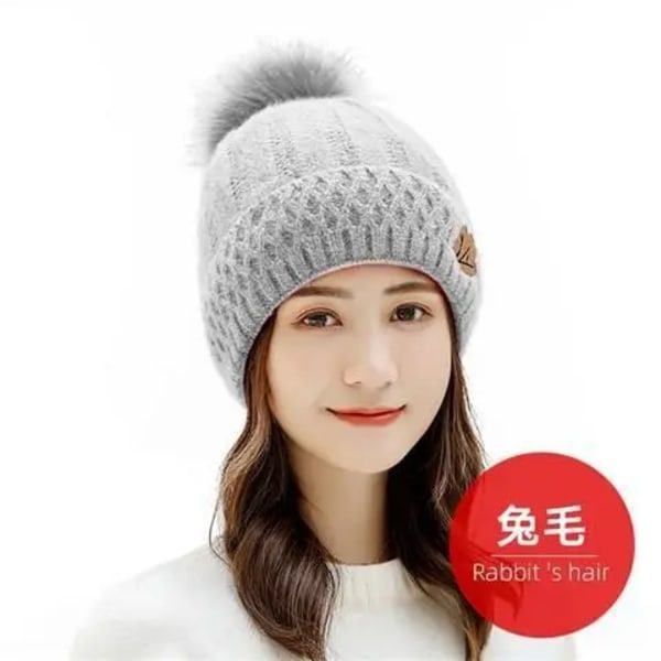 Vintervarma Hattar För Kvinnor Nytt Mode Koreanska Blandningar Tjock Varm Stickad Hatt Bonnets Skullies Beanie Hatt Light grey