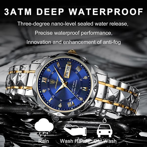 POEDAGAR Brand Business Luxury Watch Herr Sport Vattentät Lysande Quartz Man Watch Steel Armband 2023 Kalenderklocka Man Relógio GSB