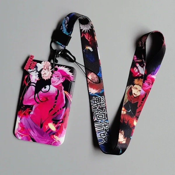 1 set japanska anime kortfodral kort Nyckel Lanyard Badge ID-kort Hållare Halsband Nyckelringar Itadori Yuji Gojo Satoru ZS-F