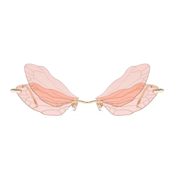 Butterfly Solglasögon Rimless Dragonfly Wing Solglasögon Dam Vintage Clear Ocean Lens Glasögon Män Rosa Solglasögon Solglasögon UV400 03 sunglasses