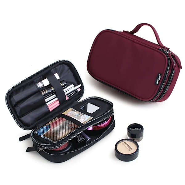Case Snygg vattentät kosmetisk väska Organizer Case Toalettpaket för mini case toalettpåse Wine red L