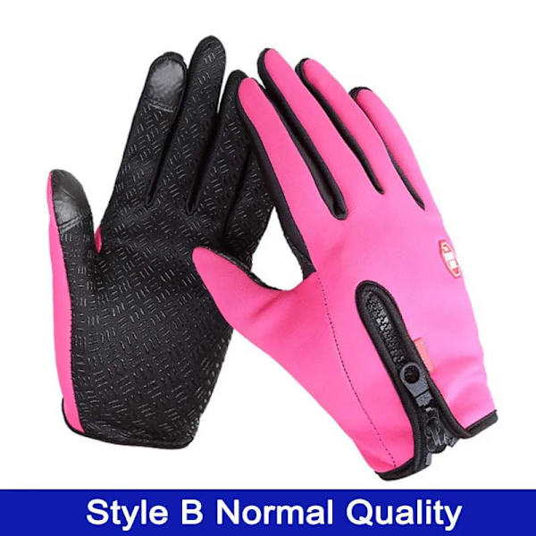 Pekskärm Vinter Thermal Varm Cykling Cykelhandskar Cykel Skidor Utomhuscamping Vandring Motorcykelhandskar Sport Helfinger B Pink L