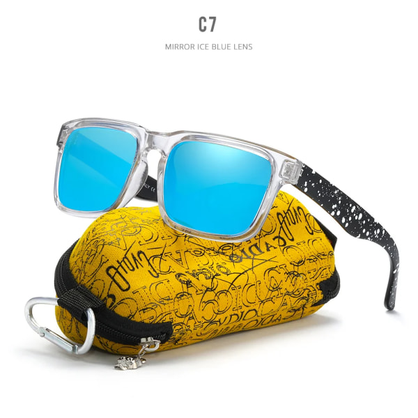 KDEAM iögonfallande funktion polariserade solglasögon för män Mattsvart rampassform. Måla tempel Play-Cool Solglasögon med case PRO-C7 Skull Zipper Case