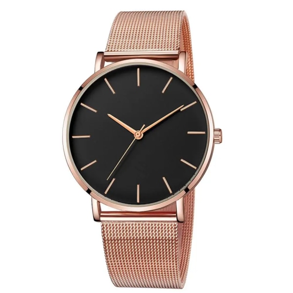 Damklockor Watch Mesh Armband i rostfritt stål Casual Armbandsur Watch reloj mujer relogio feminino 2019 Rose Gold-Black