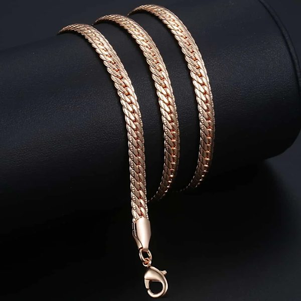 585 Rose Gold Colour Halsband för Kvinnor Män Bismark Hammered Link Chain Mode Smycken Tillbehör 5 mm GN452A CN03 24inch 60cm