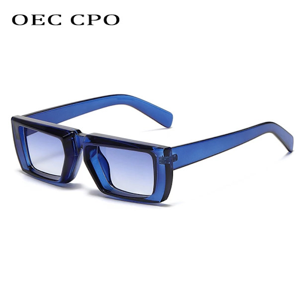 OEC CPO Vintage Rectangle Solglasögon Dam Punk Small Frame Solglasögon Män Trender Fyrkantiga Glasögon UV400 Shades Mode Glasögon Gray-Gray As the picture