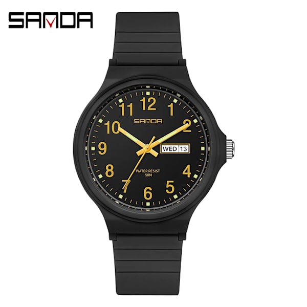 Mode Sanda Toppmärke Calenda Quartz Watch Minimalism Style Damarmbandsur Enkel Svart Vit Vattentät Watch Klocka Reloj black gold