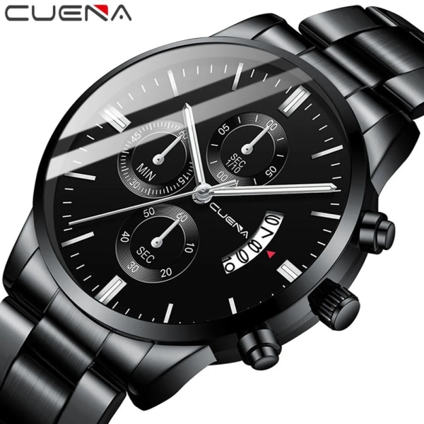 CUENA Watch Mode Sport Kvartsklockor Man Top Märke Lyx Full Stål Business Vattentät Man Klocka Relogio Masculino rose silver black