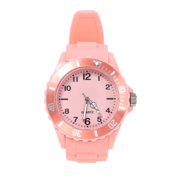 Mode Casual Silikon Lady Quartz Watch Student Kvinnlig Klassisk Vintage Klocka Elektronisk Student Par Armbandsur Pink