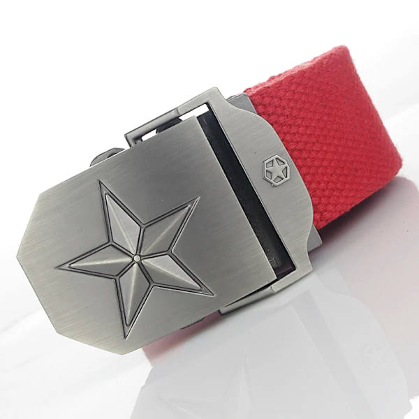 BOKADIAO Herr & Kvinnor Militär Canvas bälte lyxigt 3D-stjärna Metallspänne jeansbälte Army taktiska bälten för män midjeband hane Army Green 100cm