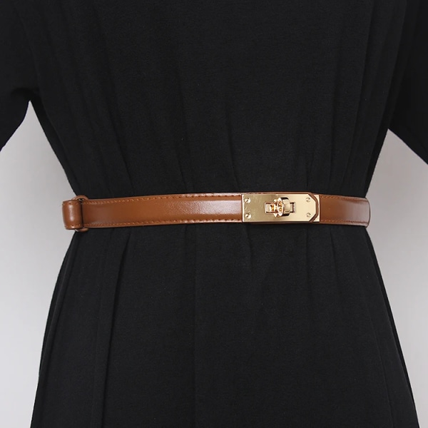 Pu Läder Elastiskt midjeband Damer Casual Lyx Design Kappa Skjorta Dekorativ smal midja gördel koreanskt mode Retro Goth-bälte White 100cm