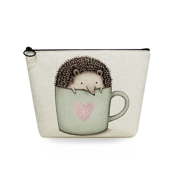 2022 tecknad igelkottsblomma printed kosmetisk väska för kvinnor Harajuku Casual Makeup-väskor Bärbar rese-toalettväska Case sn5707 Hedgehog Bag