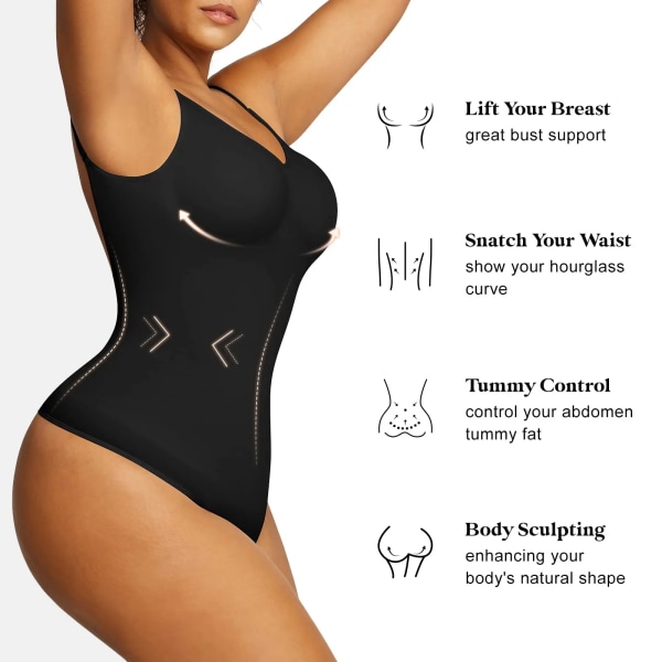Rygglös bodysuit för kvinnor Magkontroll Shapewear Seamless Sculpting Body Shaper String linne Shaper Slimming för underkläder Black XXXL