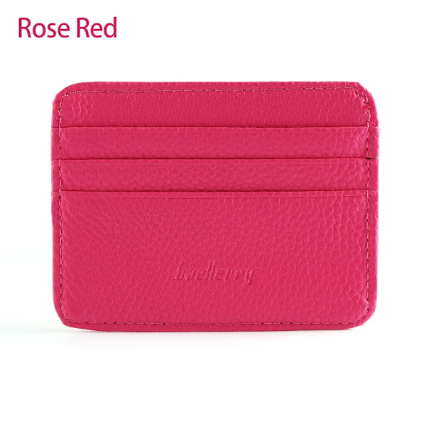 Mode för mäns PU-läder-ID Kreditkortshållare Plånbok Myntväska Business Slim Money Pocket- case Korthållare för flera kort A-Rose Red
