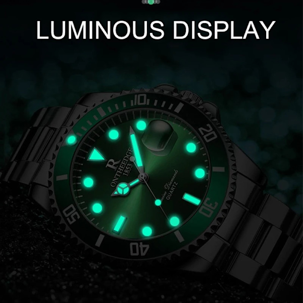 2022 Nya Herrklockor Toppmärke Lyx Mode Grön watch Herr Lysande Vattentät Datumklocka Sport Herr Quartz Armbandsur Blue