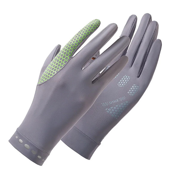 Solskyddshandskar Dam Vår och Sommar Utomhusridning Is Silke Anti-ultraviolett Full Fingerless Cool Feeling Män light grey men L
