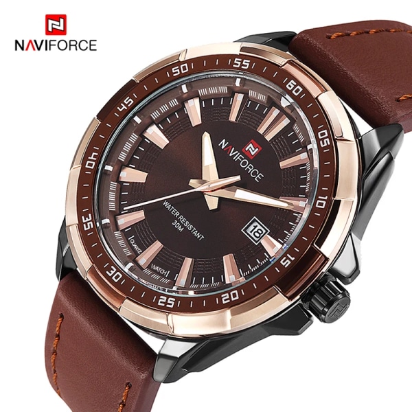 NAVIFORCE Herrklockor Topp Lyx Märke Mode Sport Klockor Herr Vattentät Quartz Clock Man Army Military Läder Watch BCE