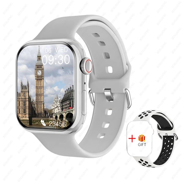 Watch 9 Smart Watch Herr Kroppstemperatur BT Call NFC Always on Display Fitness Women Series 8 Smartwatch för Apple Android Silver sport