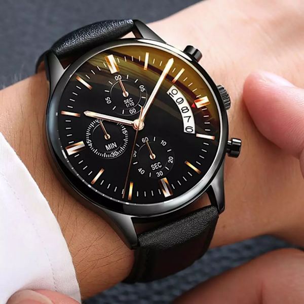Herrklocka Watch Lyx Herrmode Business Quartz Watch Herr Casual Läderarmband Watch för kvinnor silver