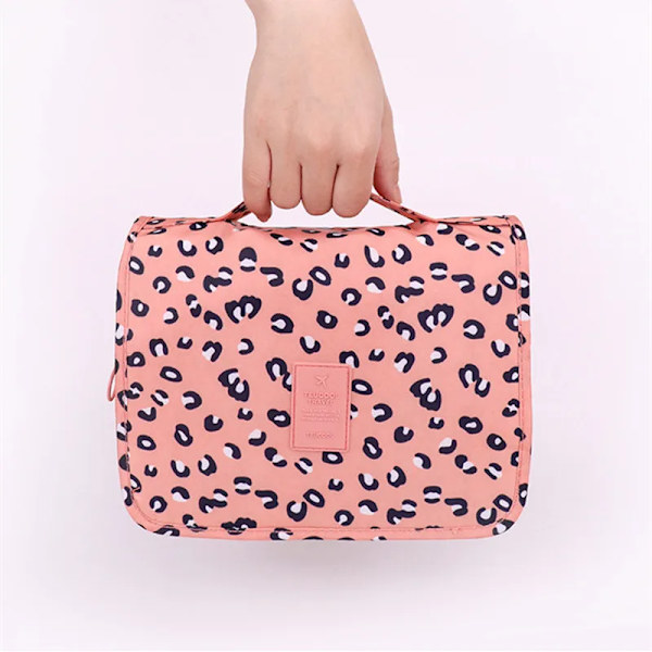 Resekrok Kosmetikväska Dam Sminkväska Vattentät Toalettartiklar Skönhetspåse Unisex badrum Nödvändig smink Organizer Grey flamingo