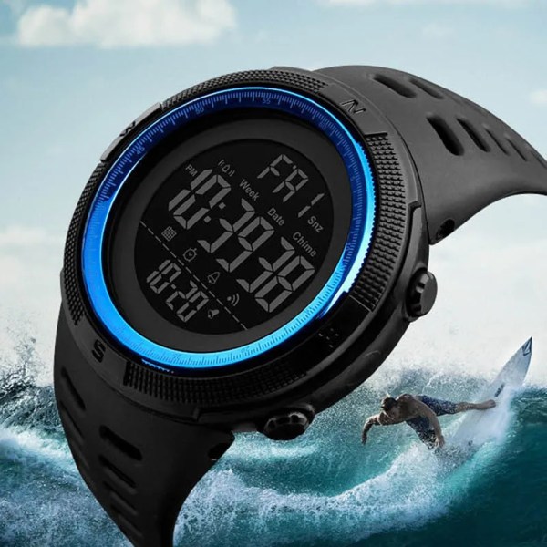 Lyx Trend Big Dial Led Digital Watch Military Army Analog Man Sport Handklocka Vattentät Student Svart Armbandsur Blue